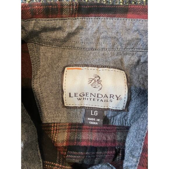 Legendary Whitetails WOMEN'S COTTAGE ESCAPE FLANNEL SHIRT FOREST PLAID L W/belt - Picture 2 of 6